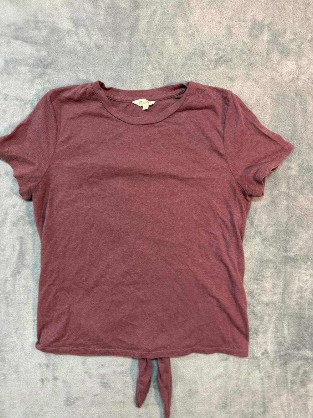 Madewell Mauve Heathered Short Sleeve Crew Neck Tie Back T-Shirt